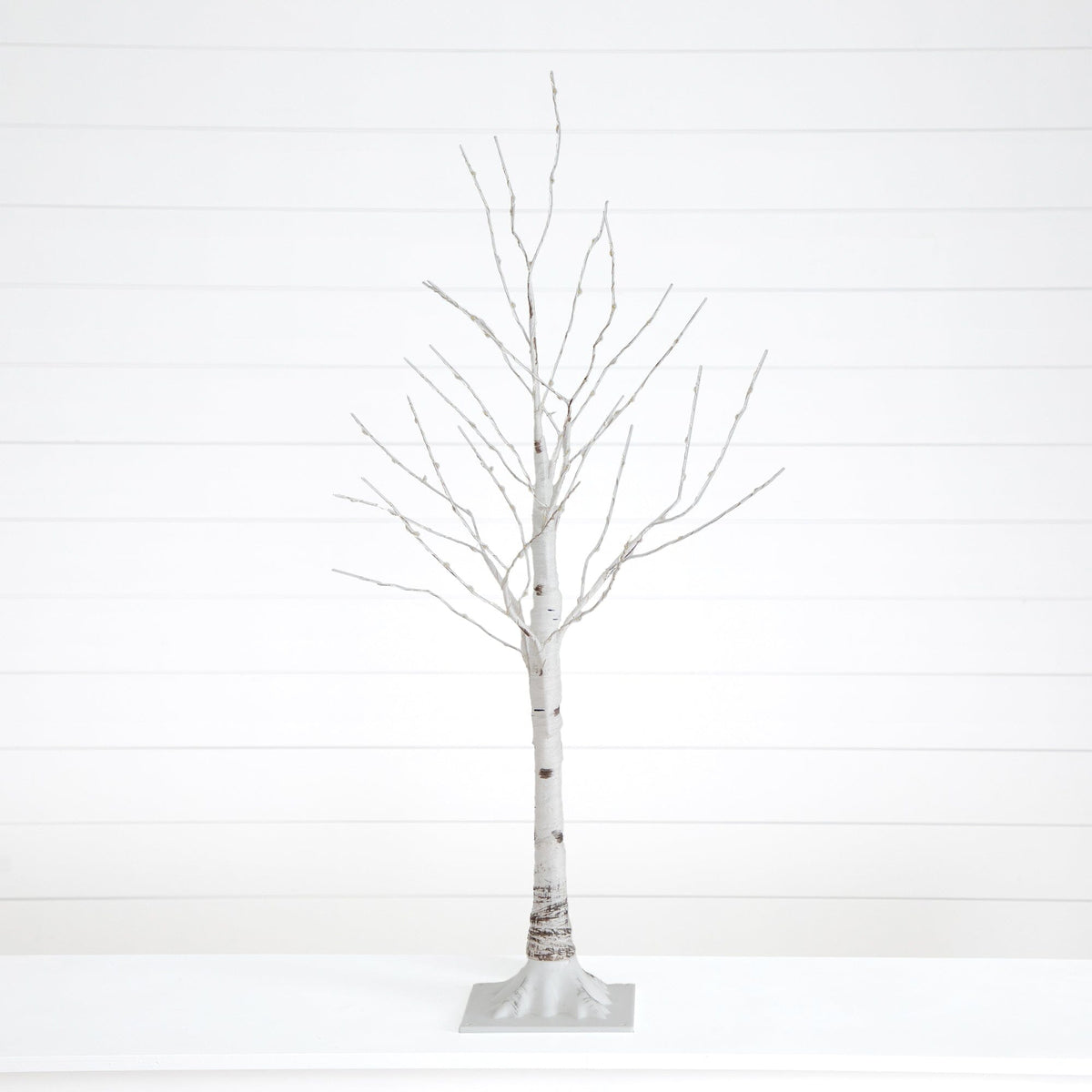 3’ Pre-Lit Artificial White Birch Tree with 120 Warm White LED Lights