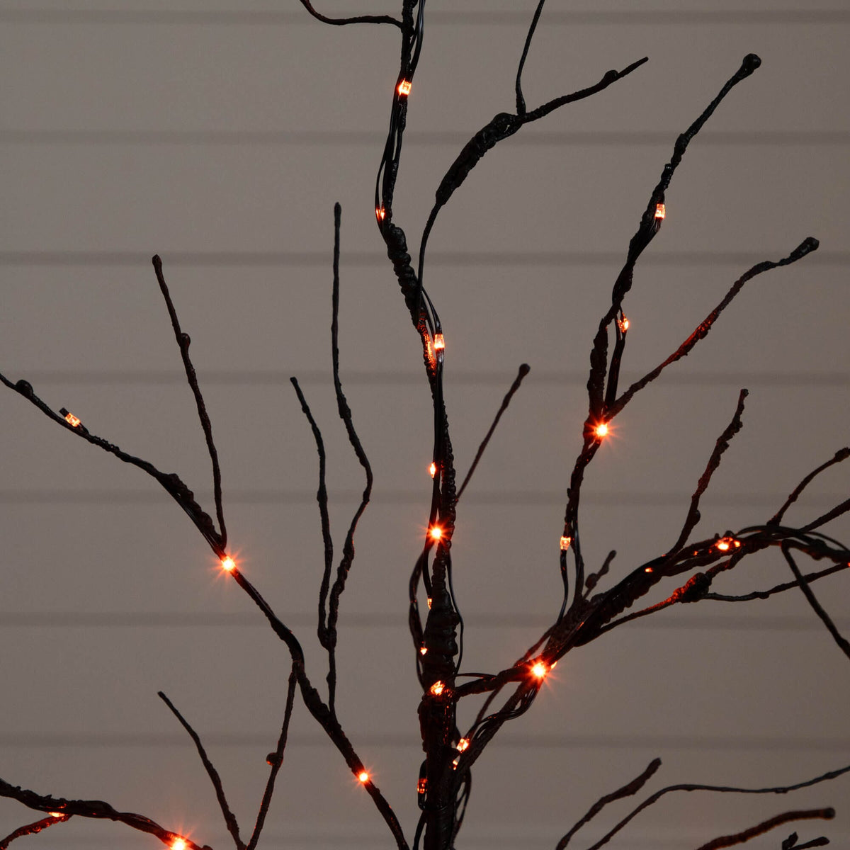 3' Pre-Lit Halloween Black Twig Artificial Tree with 80 Orange & Purple LED Lights
