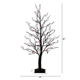 3' Pre-Lit Halloween Deluxe Black Twig Artificial Tree with 36 Orange & Purple LED Lights
