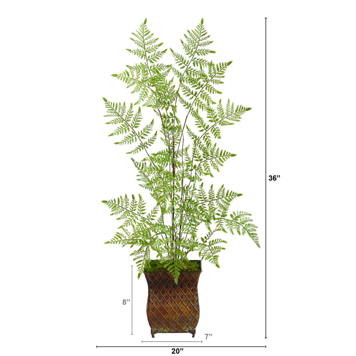 3’ Ruffle Fern Artificial Tree in Metal Planter
