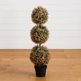 3' UV Resistant Autumn Triple Ball Boxwood Artificial Fall Topiary Tree