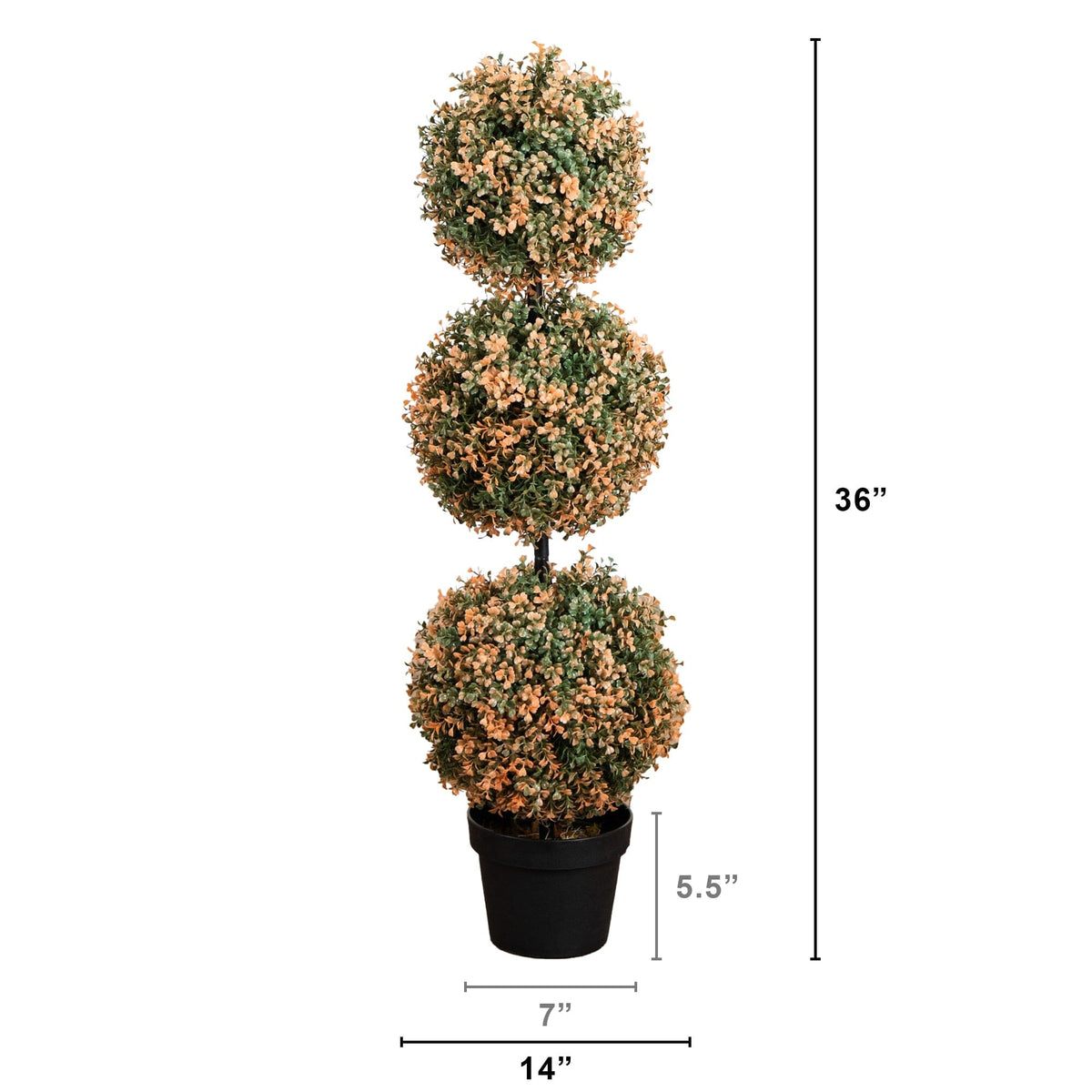 3' UV Resistant Autumn Triple Ball Boxwood Artificial Fall Topiary Tree