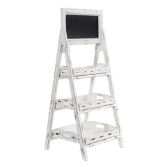 3’ White Washed Farmhouse Stand with Chalkboard - Ornate Home