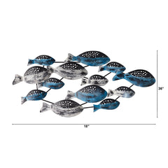 3’ x 1.5’ Coastal Fish Metal Wall Art Decor - Ornate Home