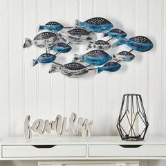 3’ x 1.5’ Coastal Fish Metal Wall Art Decor - Ornate Home