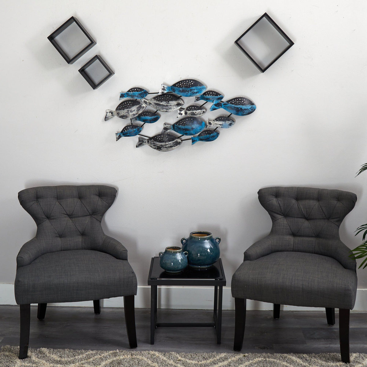 3’ x 1.5’ Coastal Fish Metal Wall Art Decor