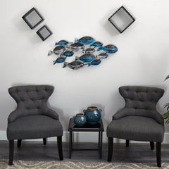 3’ x 1.5’ Coastal Fish Metal Wall Art Decor - Ornate Home