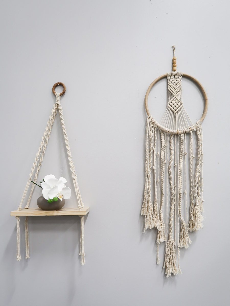 3’ x 1’ Boho Macrame Dreamcatcher Wall Hanging Decor