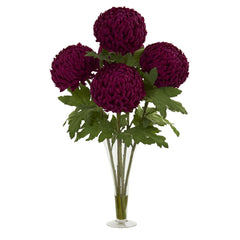 30” Mum Artificial Arrangement in Flared Vase - Ornate Home