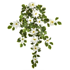 30” Poinsettia and Variegated Holly Artificial Plant (Set of 2) (Real Touch) - Ornate Home