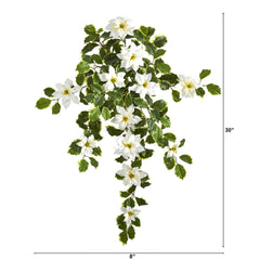 30” Poinsettia and Variegated Holly Artificial Plant (Set of 2) (Real Touch) - Ornate Home