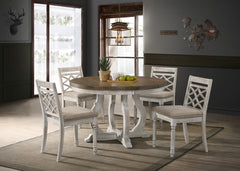 Havanna Vintage Walnut/Off White 47" 5-Piece Round Dining Set