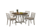 Havanna Vintage Walnut/Off White 47" 5-Piece Round Dining Set