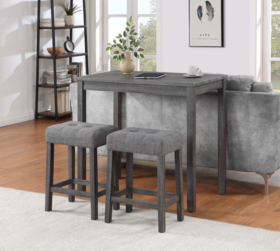 Lux Gray 42" 3-Piece Counter Height Pub Table Set