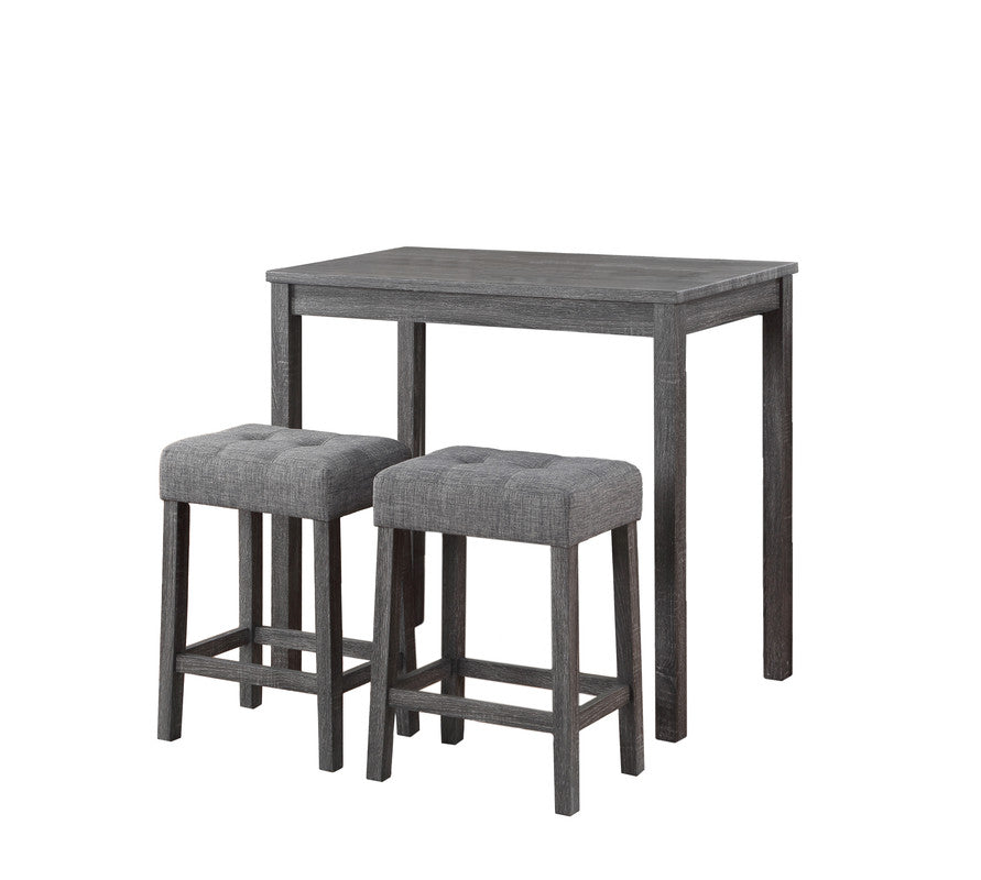 Lux Gray 42" 3-Piece Counter Height Pub Table Set