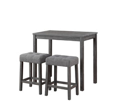 Lux Gray 42" 3-Piece Counter Height Pub Table Set