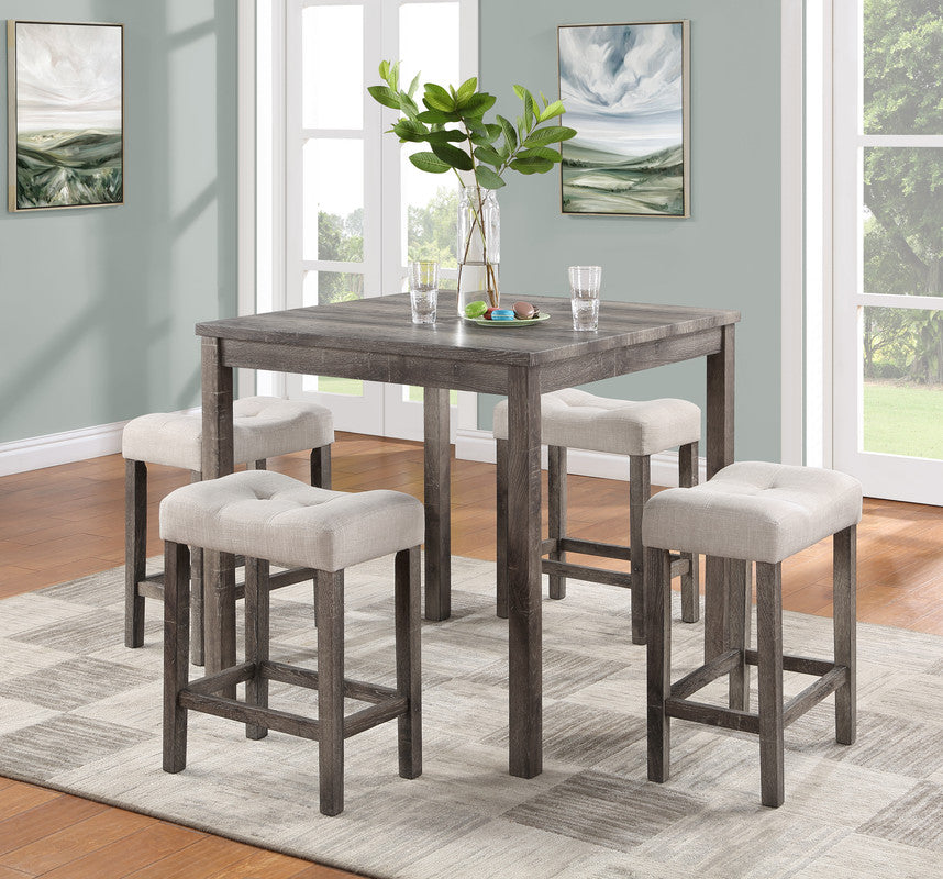Lucian Brown/Creamy White 36" 5-Piece Counter Height Pub Table Set