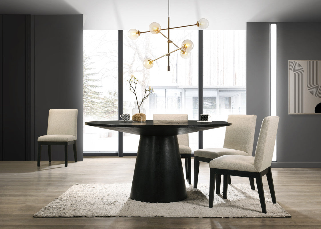 Jasper Ebony Black/Beige 59" 5-Piece Round Dining Set