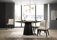 Jasper Ebony Black/Beige 59" 5-Piece Round Dining Set