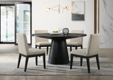 Jasper Ebony Black/Beige 59" 5-Piece Round Dining Set