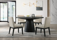 Jasper Ebony Black/Beige 59" 5-Piece Round Dining Set