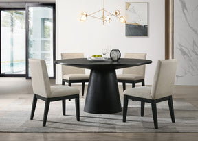 Jasper Ebony Black/Beige 59" 5-Piece Round Dining Set