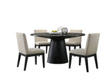 Jasper Ebony Black/Beige 59" 5-Piece Round Dining Set