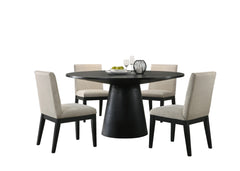 Jasper Ebony Black/Beige 59" 5-Piece Round Dining Set