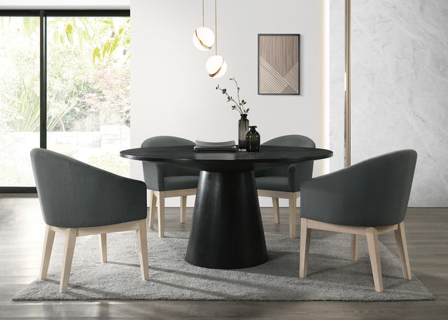 Jasper Ebony Black/Gray 59" 5-Piece Round Dining Set