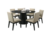 Jasper Ebony Black 59" 7-Piece Round Dining Set