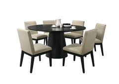 Jasper Ebony Black 59" 7-Piece Round Dining Set