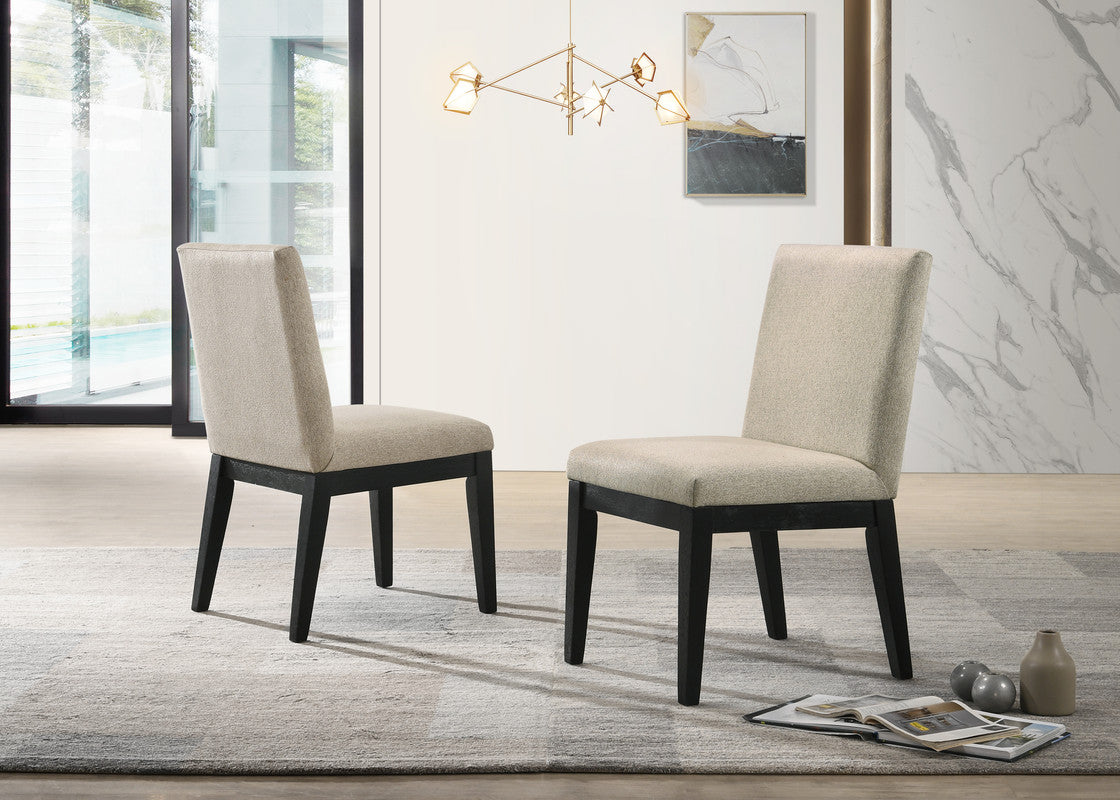 Jasper Ebony Black/Beige 59" 5-Piece Round Dining Set