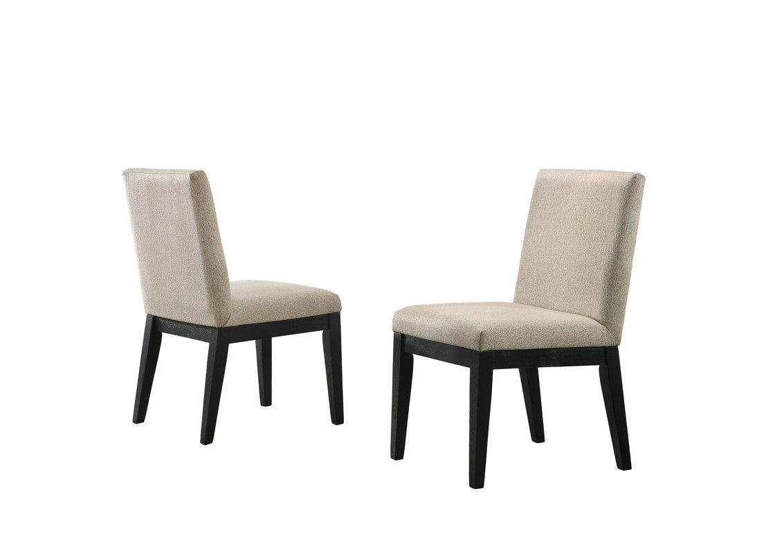 Jasper Ebony Black/Beige 19"W Fabric Dining Chair (Set of 2)