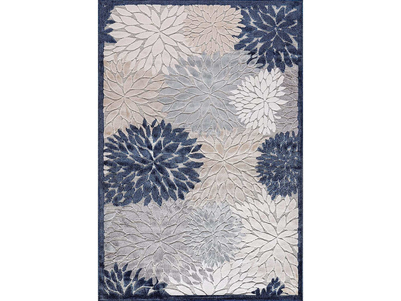 Spring Blue Floral Exotic Tropical Non-Shedding Indoor/Outdoor Area Rugs - Ornate Home