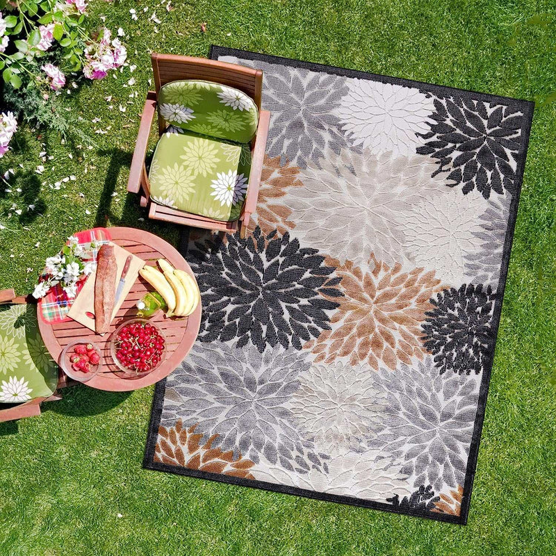 Spring Orange Floral Exotic Tropical Non-Shedding Indoor/Outdoor Area Rugs - Ornate Home