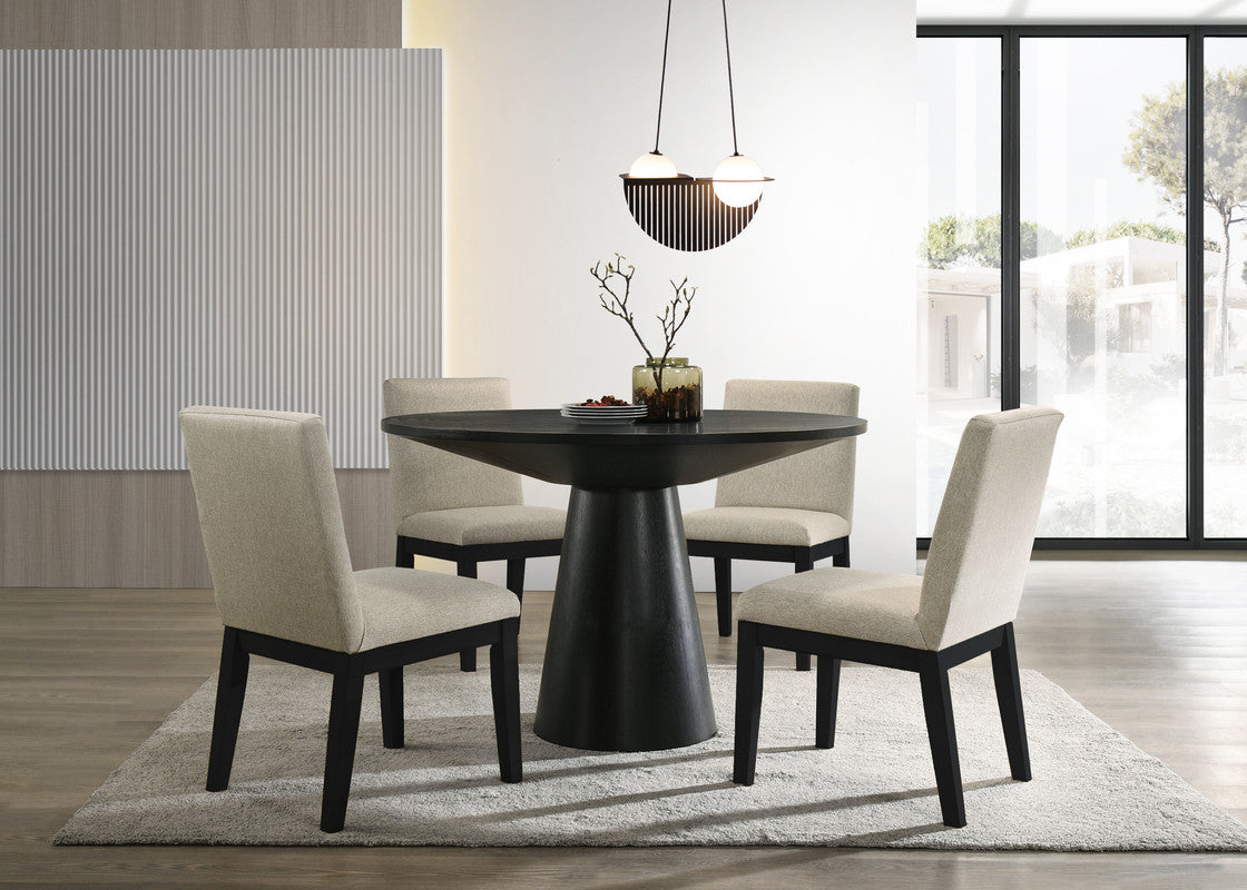 Jasper Ebony Black 47" 5-Piece Round Dining Set