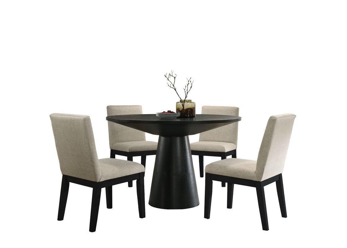 Jasper Ebony Black 47" 5-Piece Round Dining Set