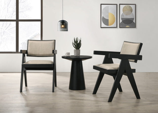 Jasper Ebony Black/Beige 21"W Fabric 3-Piece Arm Chairs & Console Table Set