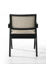 Jasper Ebony Black/Beige 21"W Fabric Dining Arm Chair (Set of 2)