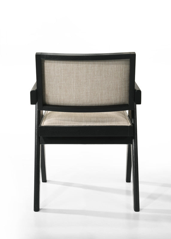 Jasper Ebony Black/Beige 21"W Fabric 3-Piece Arm Chairs & Console Table Set