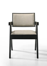 Jasper Ebony Black/Beige 21"W Fabric Dining Arm Chair (Set of 2)