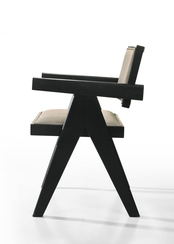 Jasper Ebony Black/Beige 21"W Fabric Dining Arm Chair (Set of 2)