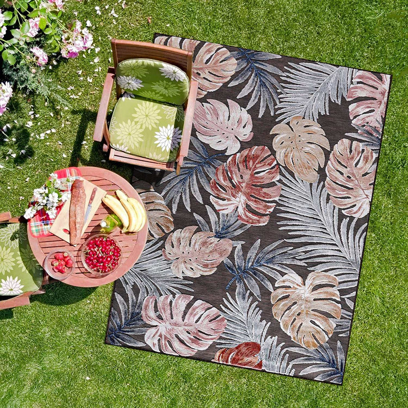 Spring Brown Leaf Tropical Botanical Non-Shedding Indoor/Outdoor Area Rugs - Ornate Home