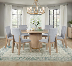 Caspian Oak/Gray 59" 7-Piece Round Dining Set