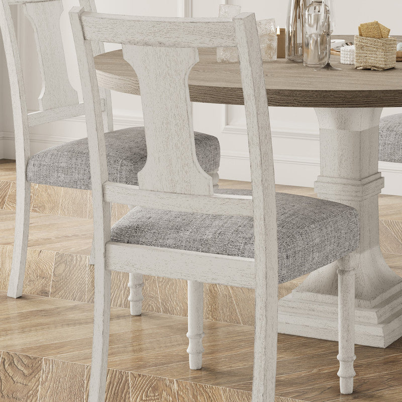 Tannen White/Gray 19"W Linen Dining Side Chair (Set of 2)