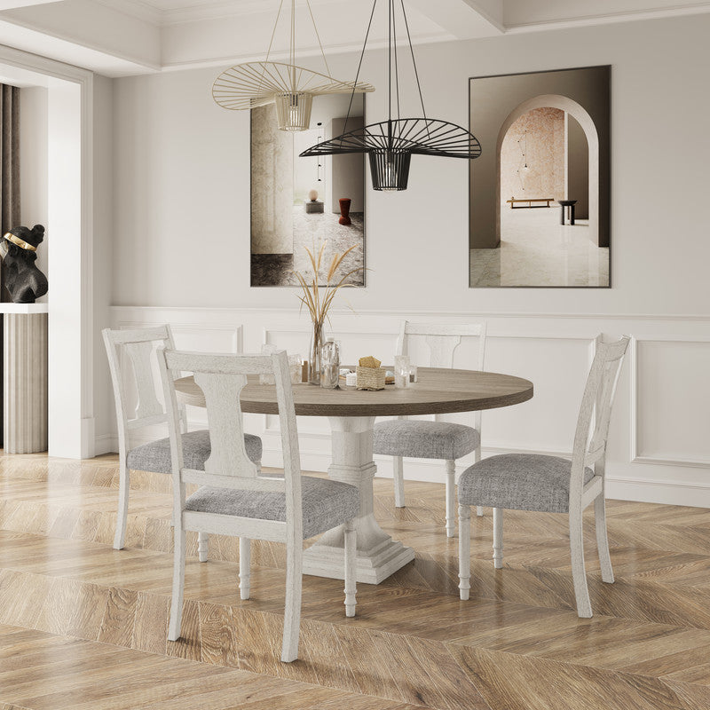 Tannen White/Gray 59" 5-Piece Round Dining Set