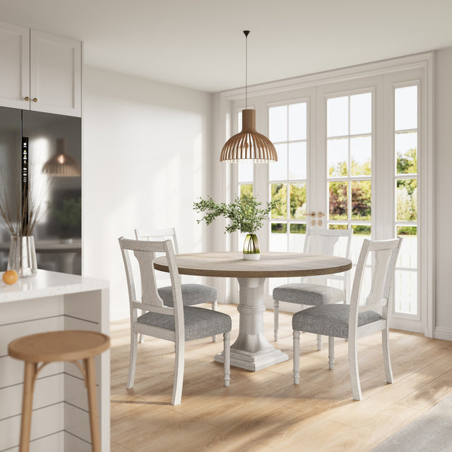 Tannen White/Gray 59" 5-Piece Round Dining Set