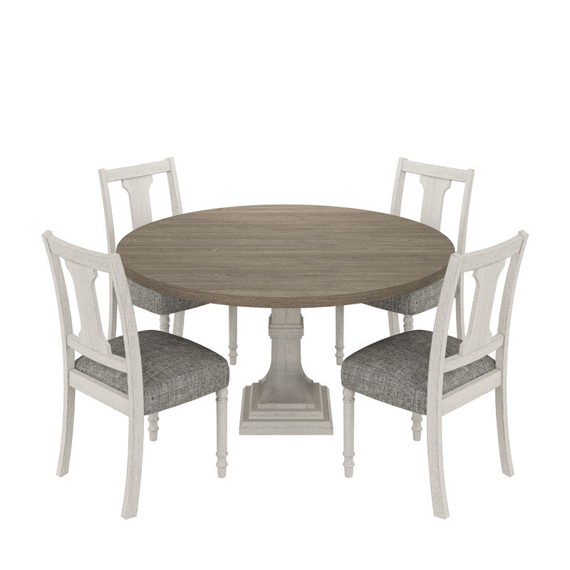 Tannen White/Gray 59" 5-Piece Round Dining Set