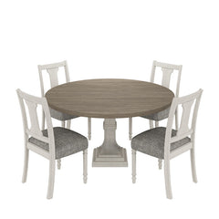 Tannen White/Gray 59" 5-Piece Round Dining Set