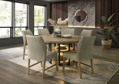 Eden Rustic Oak 59" 7-Piece Round Dining Set